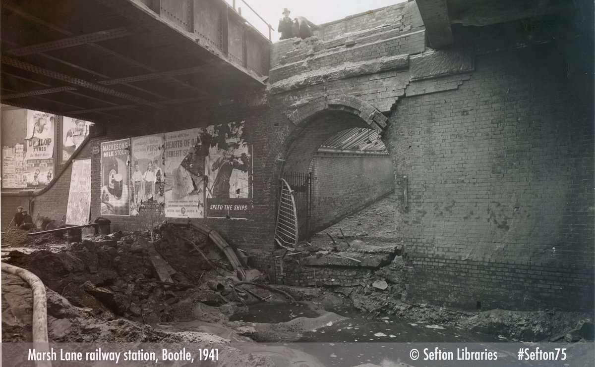 This  #WW2  #Blitz photo shows bomb damage to Marsh Lane railway station  #Bootle 1941 |  @SeftonLibraries  #Sefton75  #VEDay75  #LestWeForget  #Liverpool  #MerseysideIf you’ve got  #Sefton links, share your family’s  #WW2 story:  http://seftonwarmemorials.org 