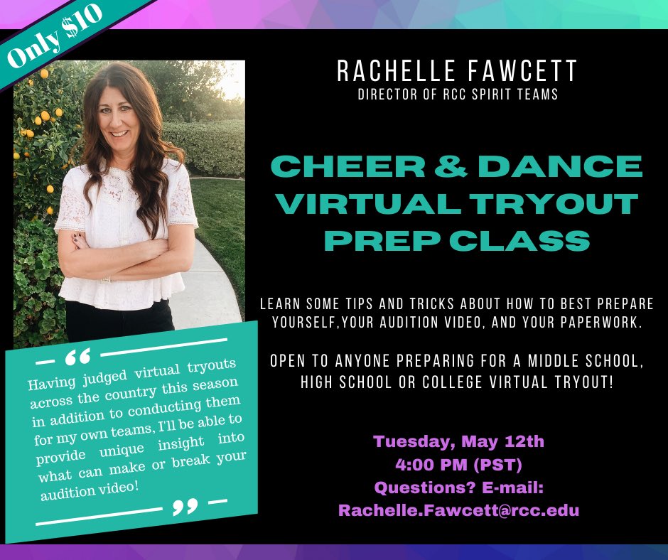 Getting ready for a virtual tryout at any level? RCC Spirit Teams Director, Rachelle Fawcett is here to help! 
Register Today: forms.gle/nT4QVLVozu81dW…
