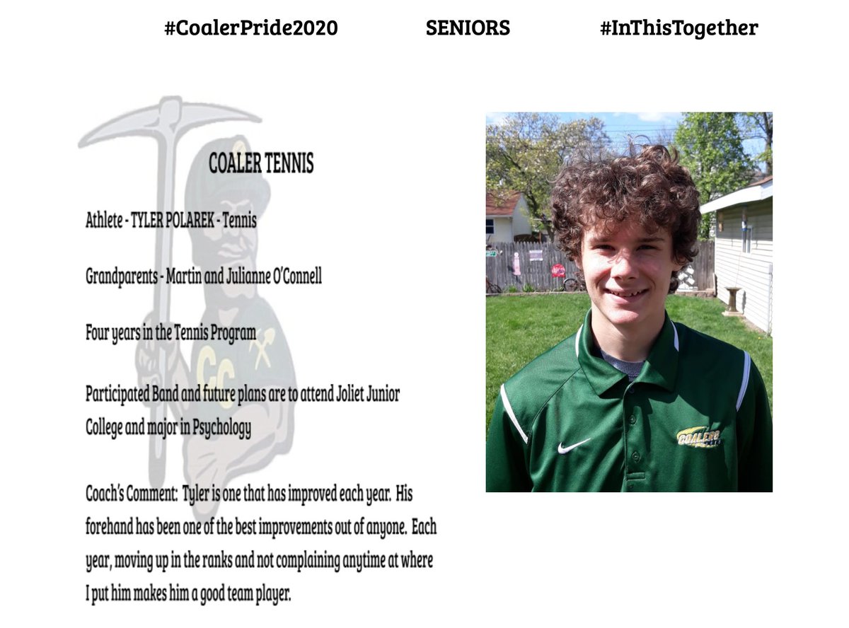 coalersports's tweet image. #CoalerPride Spring Senior Athletic Recognition
#CCSTrong #InThisTogether
Tennis - Tyler Polarek