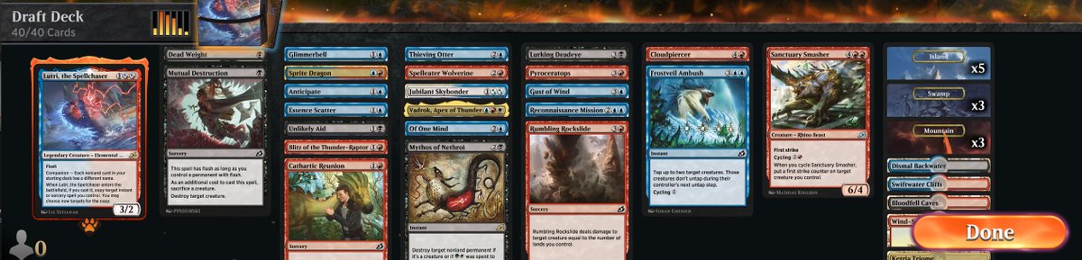 Erzuri's tweet photo. @lsv @Marshall_LR Got my first Ikoria draft in. Thanks to you guys, I think it turned out well. https://t.co/fh5AXTycSr