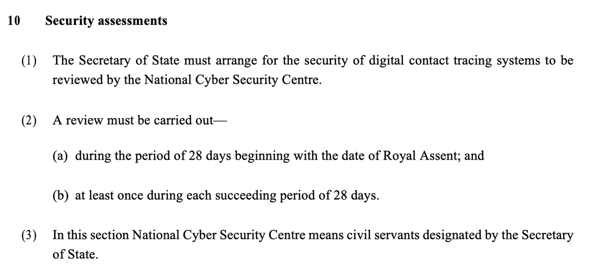 6. The Secretary of State must arrange for security reviews of the digital contact tracing system every 21 days