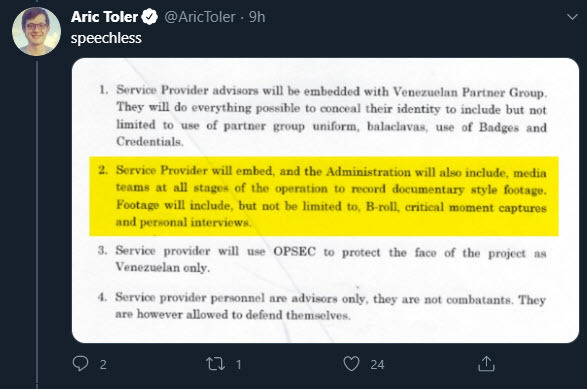 Aric Toler's tweet featuring Silvercorp USA's documentary plans