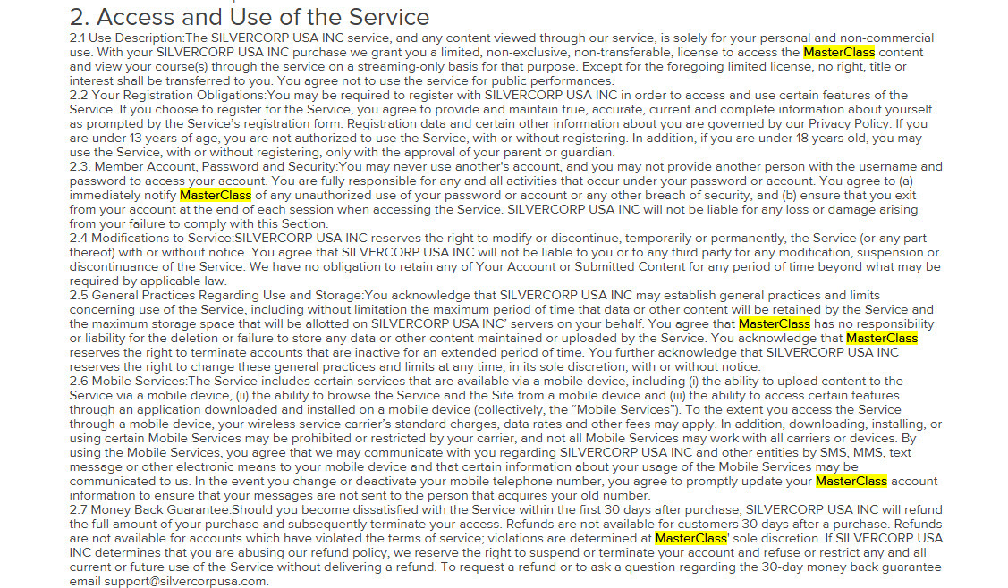 Highlighted instances of plagiarism in Silvercorp USA's legal language