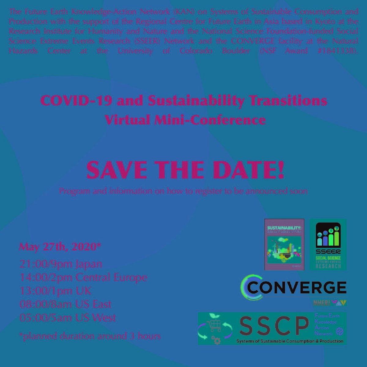 Save the date for this upcoming online event on #COVIDー19 and Sustainability Transitions.
