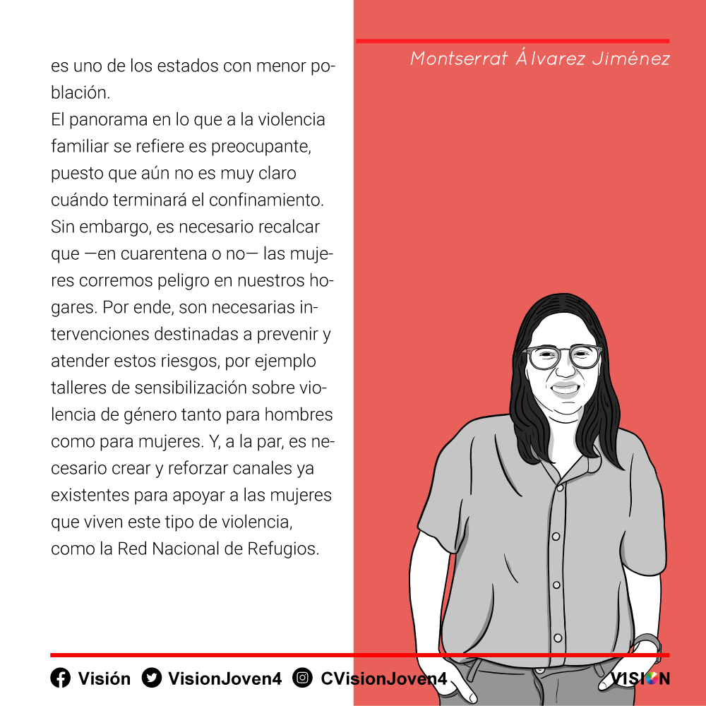VisionJoven4's tweet photo. Peligro en el hogar: violencia familiar en cuarentena
Por: Montserrat Álvarez Jiménez @MontseAlvz
Ayer AMLO mencionó que la violencia contra las mujeres no ha incrementado en cuarentena, aquí una pequeña columna que lo desmiente.
#VISION #VISIONJOVEN https://t.co/88wSI9aWFb