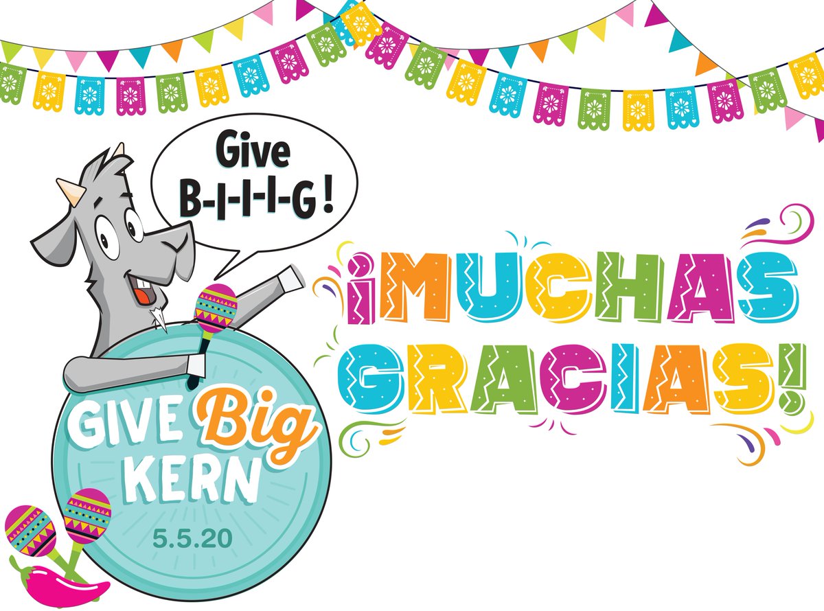 Donors in Kern County and Beyond: Thank you! Merci Beaucoup! Xie-Xie! Arigato Gozaimasu! Together, you helped close to 130 Kern nonprofits raise $736,000+ and obtain 155,500+ pledged volunteer hours to make them more sustainable through #GIVEBIGKERN. 
Till 2021, Give B-i-i-i-g!