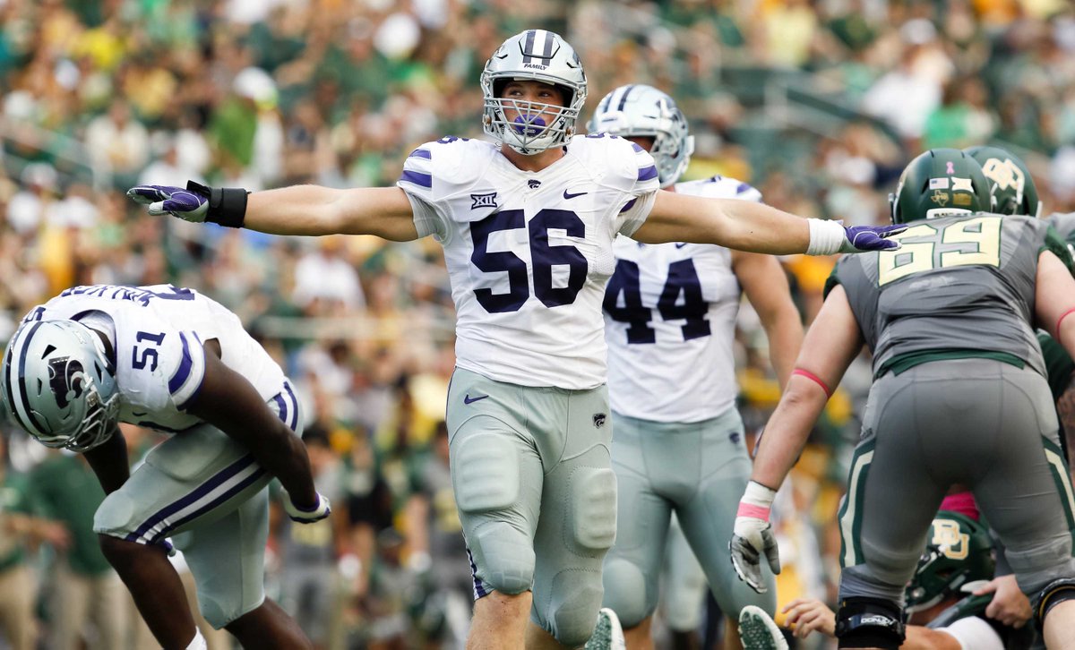 PFF_College's tweet photo. Highest graded returning Big 12 edge defenders:

1. Wyatt Hubert, Kansas St - 81.4
2. Ta'Quon Graham, Texas - 77.8
3. Ronnie Perkins, Oklahoma - 74.2 https://t.co/akfBy0JcSK