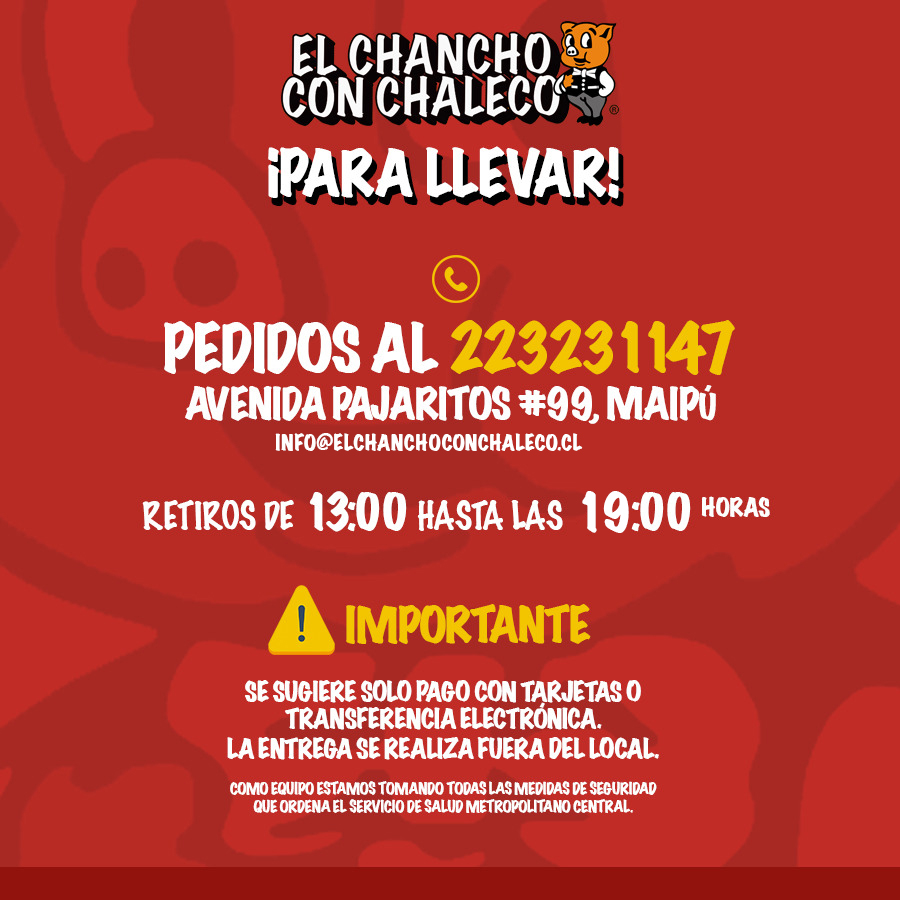 elchanchocl's tweet photo. ¡Este domingo celebra el día de la madre con nuestra carta especial para llevar! #ElChanchoconChaleco #Maipu https://t.co/SscTgs86n7
