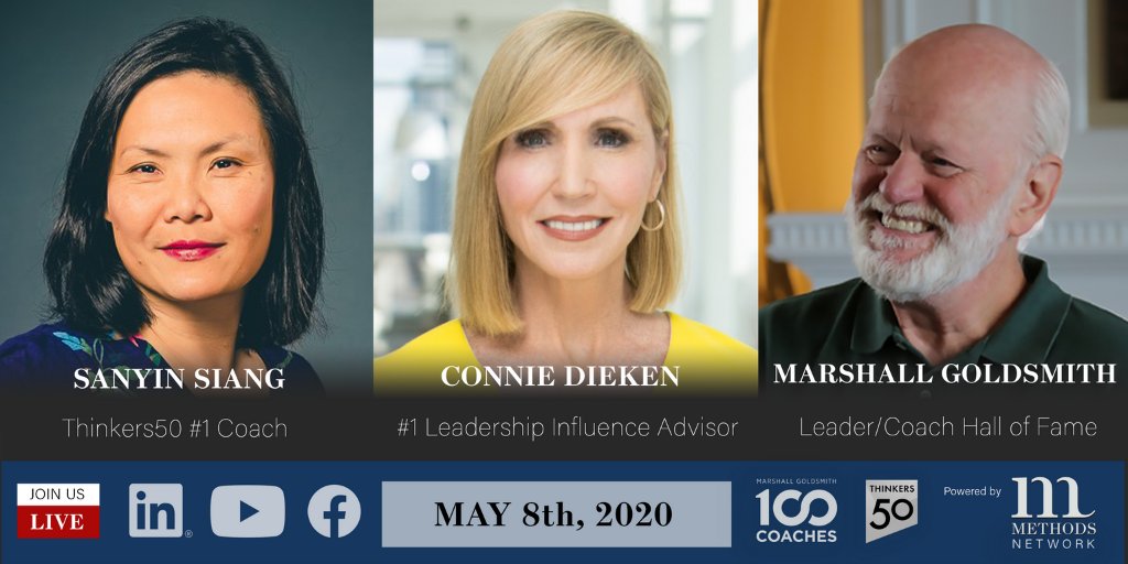Hope you'll join <a href="/CoachGoldsmith/">Marshall Goldsmith</a>, <a href="/SanyinSiang/">Sanyin Siang</a> and me on LinkedIn Live Friday, May 8th at 11:30 AM ET. You'll discover how #Covid19 is handing you a once-in-a-lifetime opportunity to reveal and raise your leadership influence for good!

#leadership  #influence #100Coaches