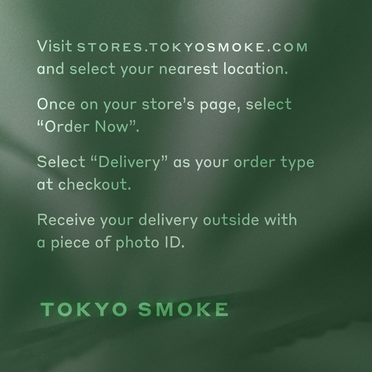 tokyo_smoke's tweet photo. Good news Ontario, cannabis delivery is now available at select Ontario locations. Check out the steps and link below to get started. 

https://t.co/cqq2iMYLqx https://t.co/x5MU64abpH