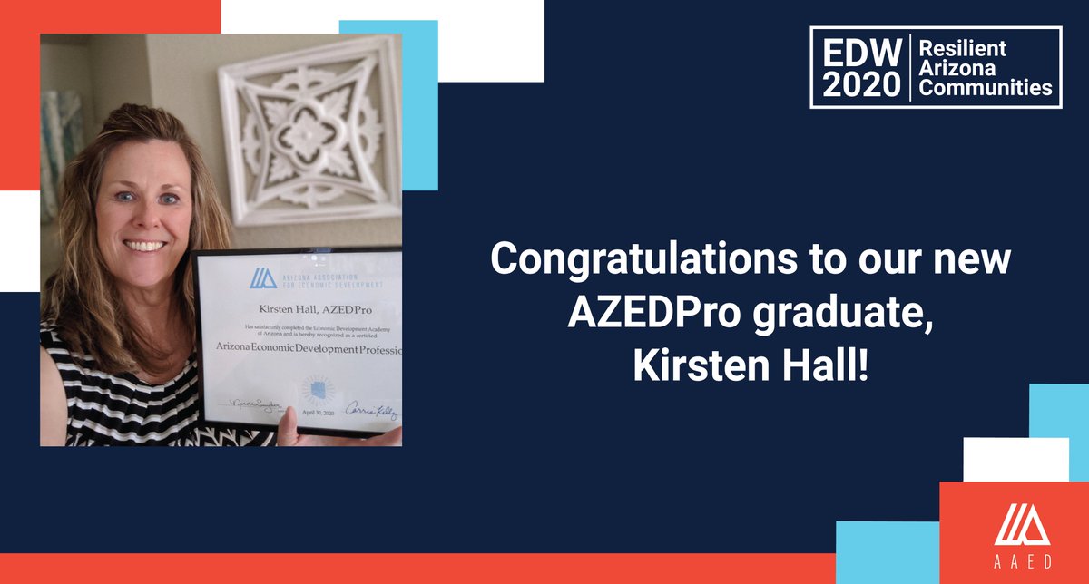 _AAED's tweet photo. Congratulations, Kirsten!

#EconDevWeek #aaedAZ #ResilientAZ #EDW2020 https://t.co/JW3fAQx7U6