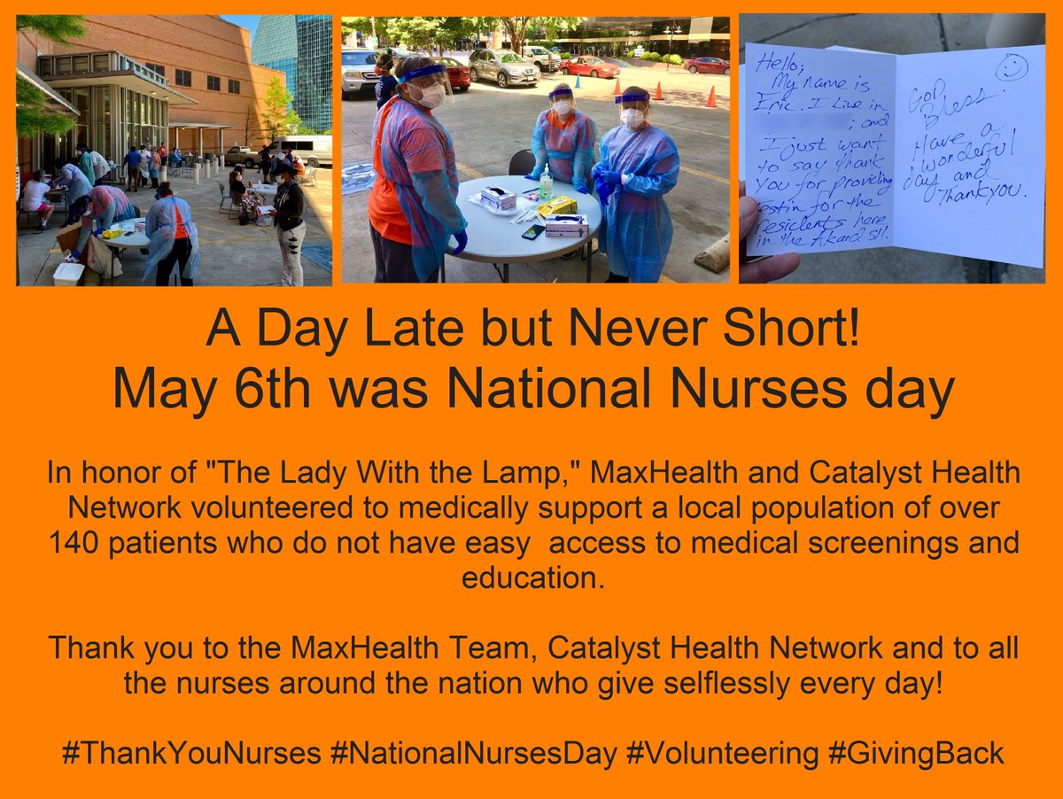 MaxHealthMed's tweet photo. #ThankYouNurses #volunteer #NationalNursesDay #GivingBack https://t.co/rl48JFbBma