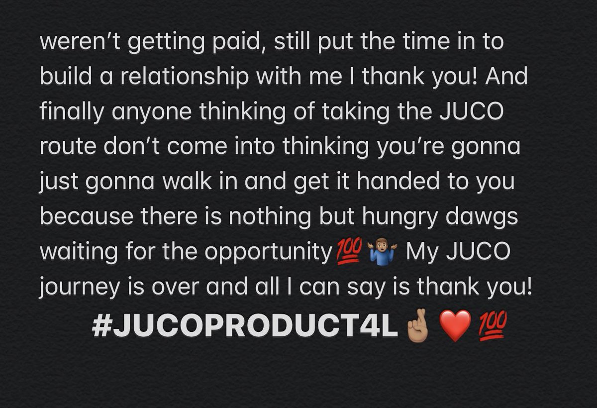 To the JUCO Journey I thank you!🖤 #JUCOPRODUCT4L #D1BOUND #DREAMU #GOCHOKES