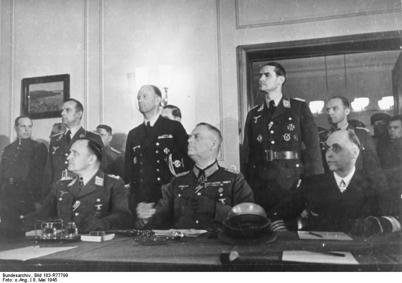 Good morning all & on this day in 1945, the remaining Nazi high command surrendered to the Soviets and the Allies at Karlshorst in Berlin. With Hitler dead, and his successor Admiral Donitz in Flensburg, Field Marshal Keitel signed for what remained of the Nazi state.