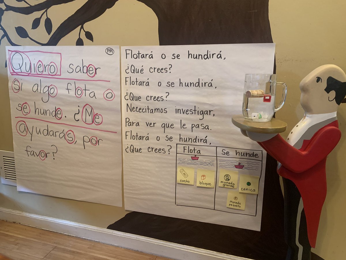 Singing a made-up song (to the tune of “If You’re Happy & You Know It”), writing a message, reading it, identifying “sonidos” we know, questioning, hypothesizing, testing, drawing conclusions, repeat…PreK e-learning, we got this!  #WeAreD34 #somos34 #WBPandas #D34EC #D34Inquiry