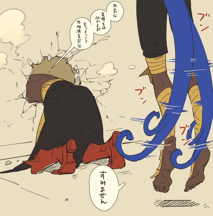 ナガルさんがおっしゃってたオチャンに尻尾で感情表現されるヴァかわいいなって思ってつい描きたくなっちゃったんだけど思ってたのと違う感じになっちゃった 