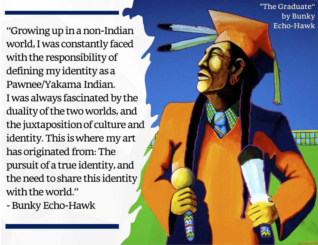 OVPSCCenter's tweet photo. Manahuu Everyone!
Today our quote features Bunky Echo-Hawk, and how his identity influences his artwork. Art is considered a natural human behavior, a form of communication, and a way to tell a story. So keep painting, keep drawing, and keep happy!
#NativeLeaders https://t.co/cuzCpvgOgh