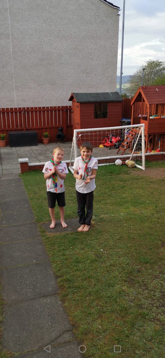 My boys out clapping tonight while I was at work👏. Wearing the shirts they created thanking the key workers and also wearing their neckies representing their scout group. 😊@StMichaelsP2 @StMichaelsP5A