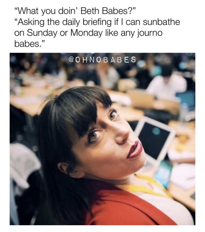 ohnobabes_'s tweet photo. Beth Rigby wondering if she can get out and have a 99 with a flake in it over the weekend. 🤦🏻‍♂️ #DailyBriefinguk #bethrigby #ohnobabes https://t.co/2rrx8L6hPo