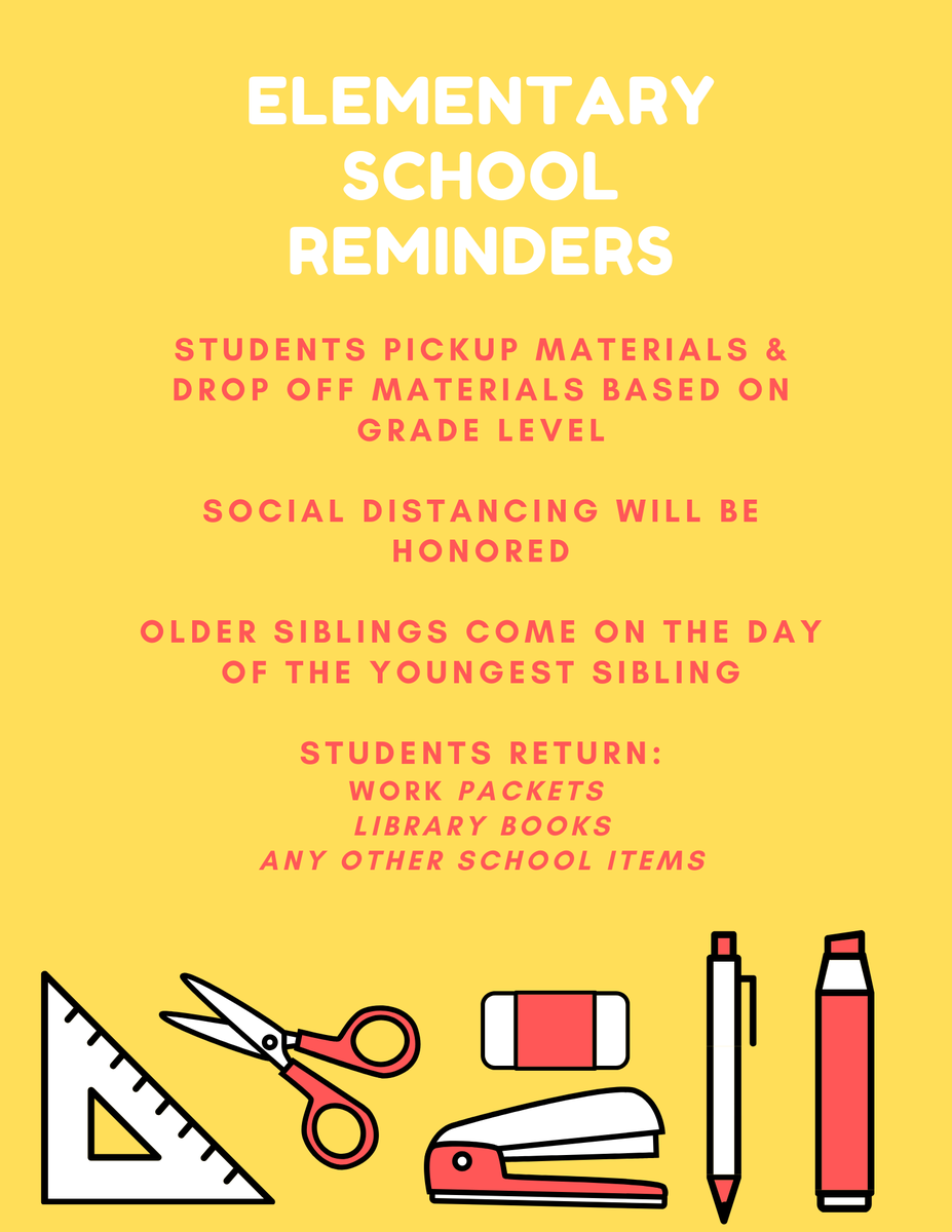 Gwd50Schools's tweet photo. We just announced our dates &amp; times for elementary school items pickup/drop off! Go to https://t.co/mfhim4gKCT to see other reminders prior to visiting your child's elementary school! https://t.co/5RC7CUoRs0