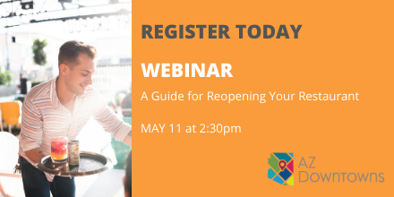 MesaEconDev's tweet photo. What will it take to successfully reopen AZ #restaurants? 5/11 at 2:30pm join the @azrestassn, House of Tricks, @TheBreadfruit and @UpwardProjects Register at: https://t.co/d1ShfzivsK 
#AZDowntowns #hospitality #restaurants #resilientAZ #AZTogether #smallbiz @CITYOFMESA https://t.co/kJ25y5bmSi