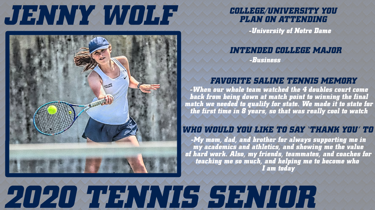 Our first Senior Tennis player that we will be recognizing is Jenny Wolf