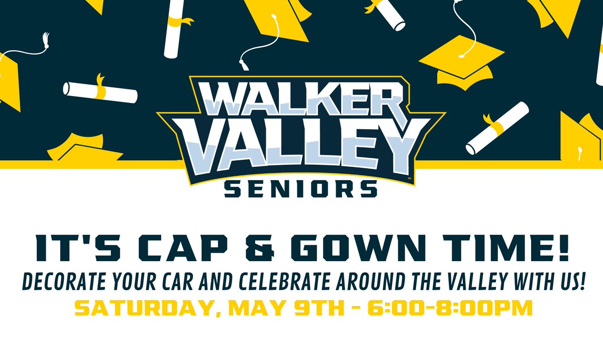 👩🏻‍🎓SENIOR ‘STANGS👨🏽‍🎓
Due to the forecast tomorrow, Saturday, May 9th, is now cap and gown pickup day! Decorate your car and join us for a parade around the Valley! We love and miss our SENIORS! 🐴🌄 #OneValley