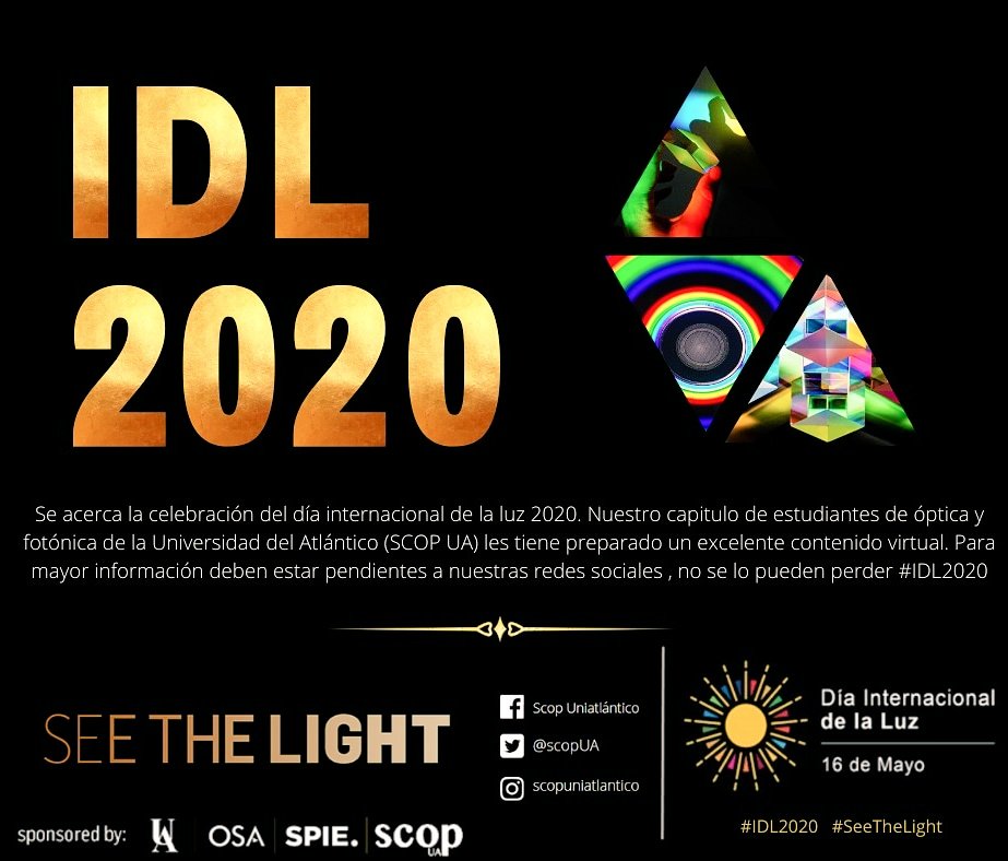 Ya se acerca el día internacional de la luz, únete y celebra con nosotros

#light #luz #universidaddelatlantico #uniatlantico #theopticalsocietyofamerica #OSA #SPIE #fisica #physics