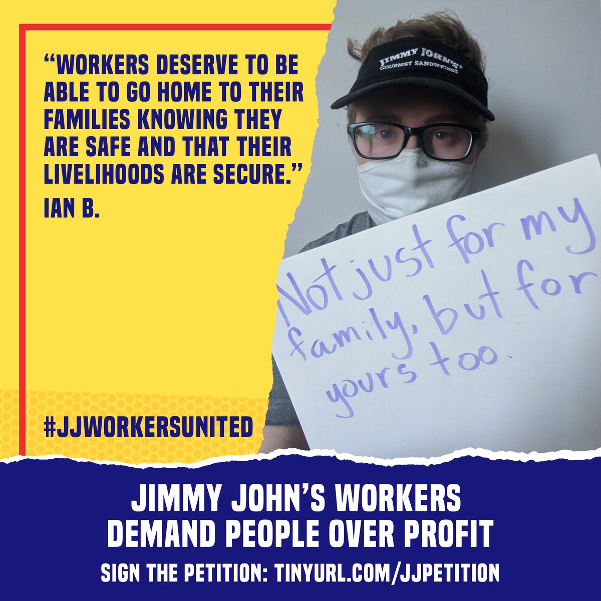 JimmyWorkers's tweet photo. Right now more than ever, the choice between getting paid and working sick, or staying home and putting your livelihood at significant risk, is not one we should have to make!
Sign and support our petition here: https://t.co/Dx59T9ksEj
#jjworkersunited https://t.co/gWwZs6RaER