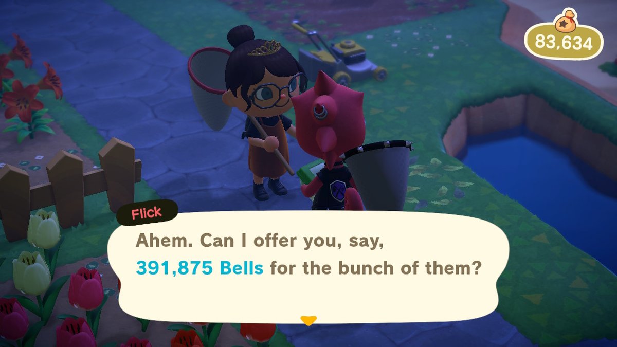 holscrossing's tweet photo. HOW TO MAKE EASY MONEY!! I just made 800,000+ bells (forgot last pic) from selling bugs to Flick! #AnimalCrossing #ACNH #NintendoSwitch https://t.co/TPPjcmqJ0u