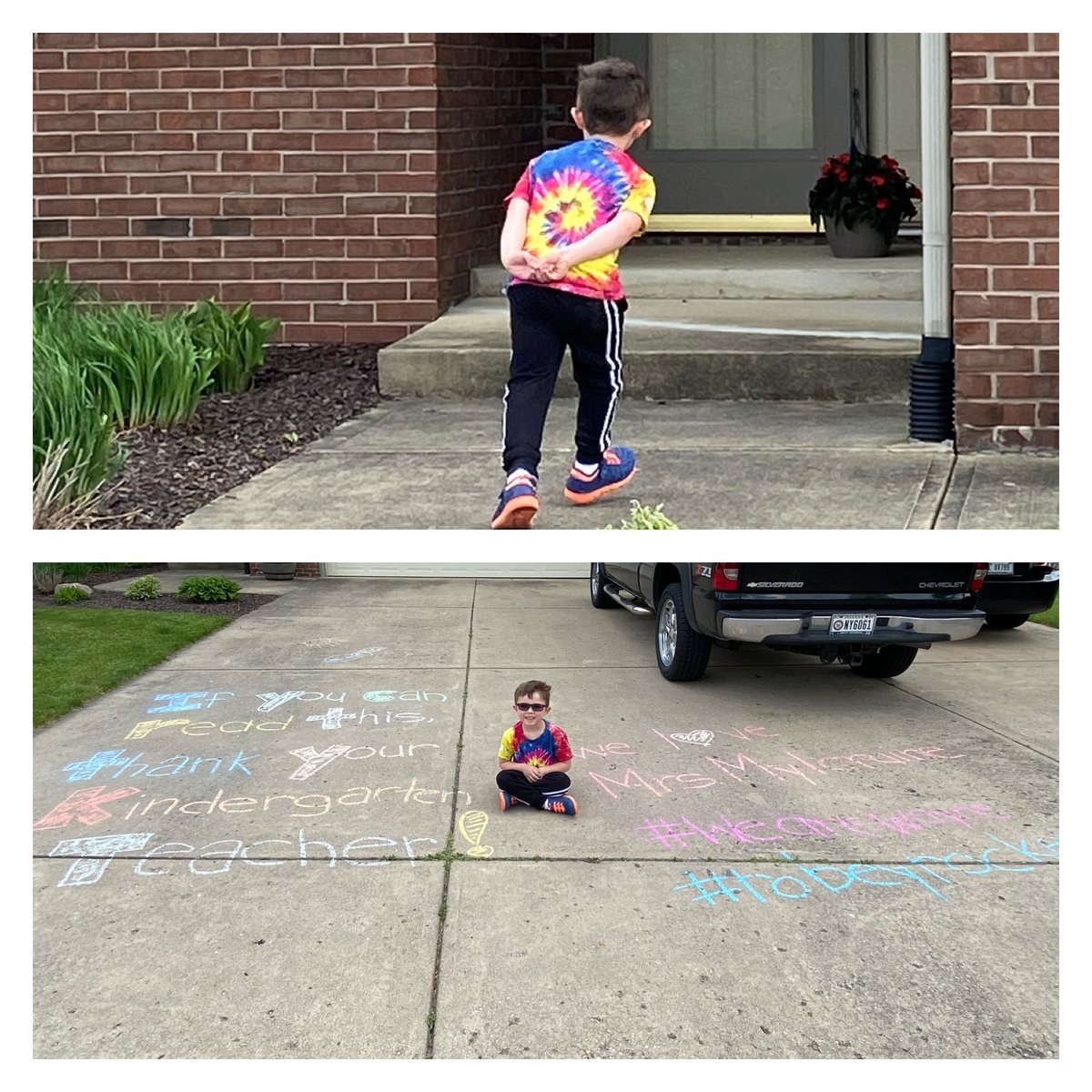 ROEofficeMick's tweet photo. Teacher Appreciation done right! 
When your Mom works at your school, and knows where your teacher lives....
“If you can read this, thank a kindergarten teacher!” 
Thank you for EVERYTHING, Michele Mylcraine. The small things did not go unnoticed. 
#wearewayne
#robeyrockets https://t.co/Z7ltvETV3K