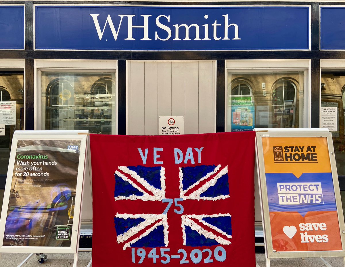 YorkScrubs's tweet photo. @YorkScrubs have been busy making banners and bunting for #VEDay with scrub offcuts for @LNER @WHSmith @DavidHorne https://t.co/2SXtmIfzQe