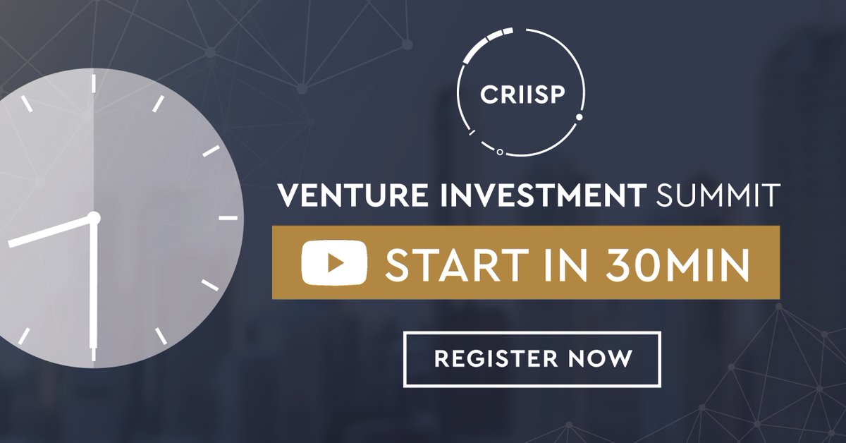 CRIISPHQ's tweet photo. The CRIISP Venture Investment Summit is streaming in 30 minutes!

Hear from 20 noteworthy and experienced investors.

It’s not too late to sign up. Click the link below to access for free:
https://t.co/NmR18O1K1L https://t.co/LTEOs58oKW