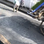 渋滞の先頭が悲劇…!田植え機がアスファルトに苗を植えていた!