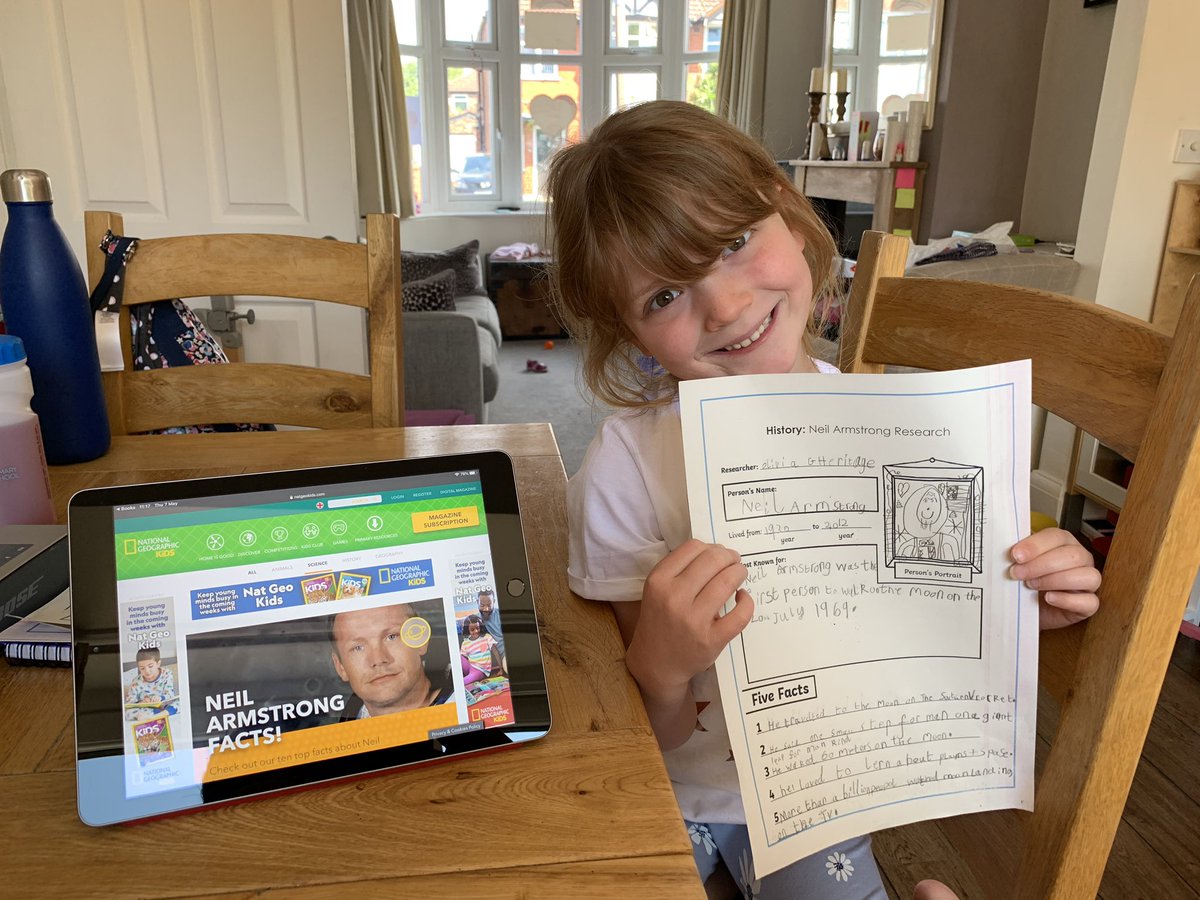 robert_heritage's tweet photo. Olivia was really enthusiastic when it came to finding out facts about Neil Armstrong @CHPSYR1. She could wait to tell @corbs85 all about him this evening. https://t.co/zjZ9IFjEFE