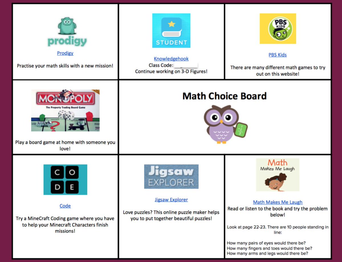 Ms_MNaresh's tweet photo. Math and Language choice boards for my students! #distancelearning https://t.co/NLw3KYdvwA