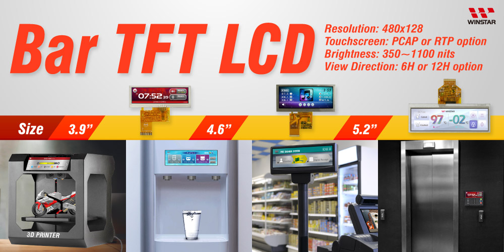 WinstarDisplay's tweet photo. Find out more #BarTFT #LCD ☛https://t.co/ZqvkKUjgZ2 Great for #industrial equipment, POS system, dynamic information displays and advertising display. #displaysolution #TFTLCD #displaytec #tftdisplay https://t.co/FuSRxJkfOU