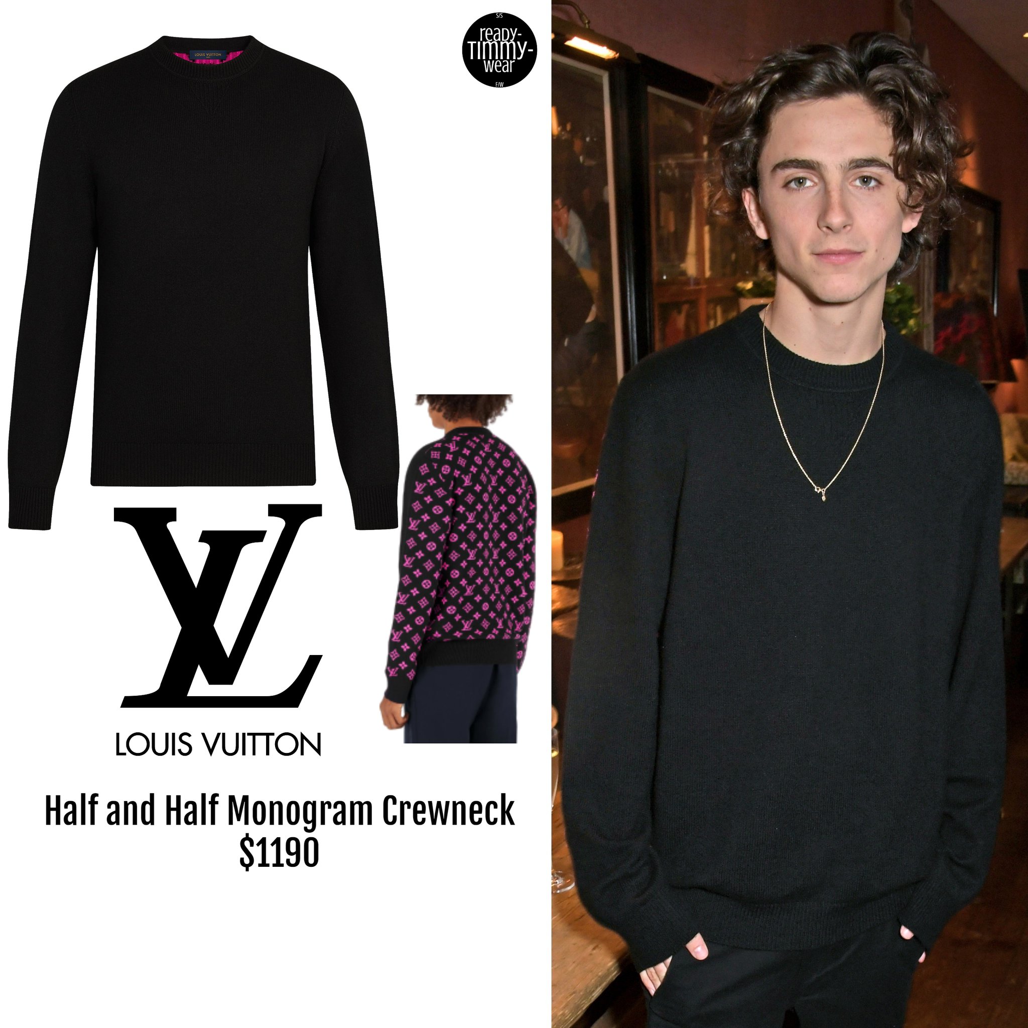 LOUIS VUITTON HALF AND HALF MONOGRAM CREWNECK