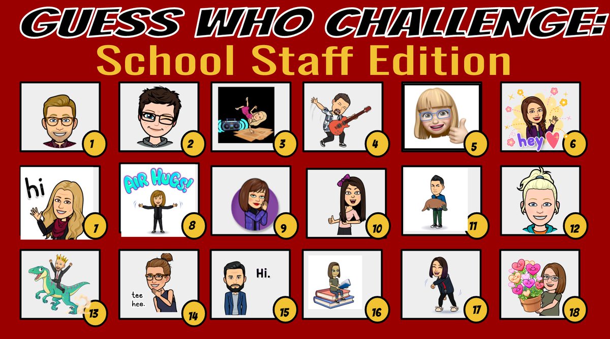 kaleenps's tweet photo. Guess Who KPS Style! 
@kaleenps staff have been having a bit of fun with Bitmoji's. Can you guess who is who?! 
#fridayfunday #bitmojifun #guesswho https://t.co/GjE7QlqBvZ