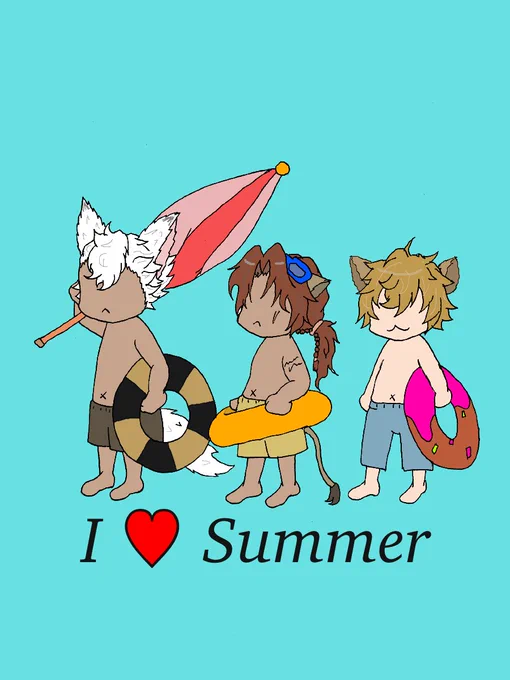春通り越して夏
ラギーの浮き輪は絶対ドーナツの

2枚目はD好きさんならわかるはず…
バナナやってほしくて笑
 #ツイステファンアート
#twstファンアート
#サバナクロー 