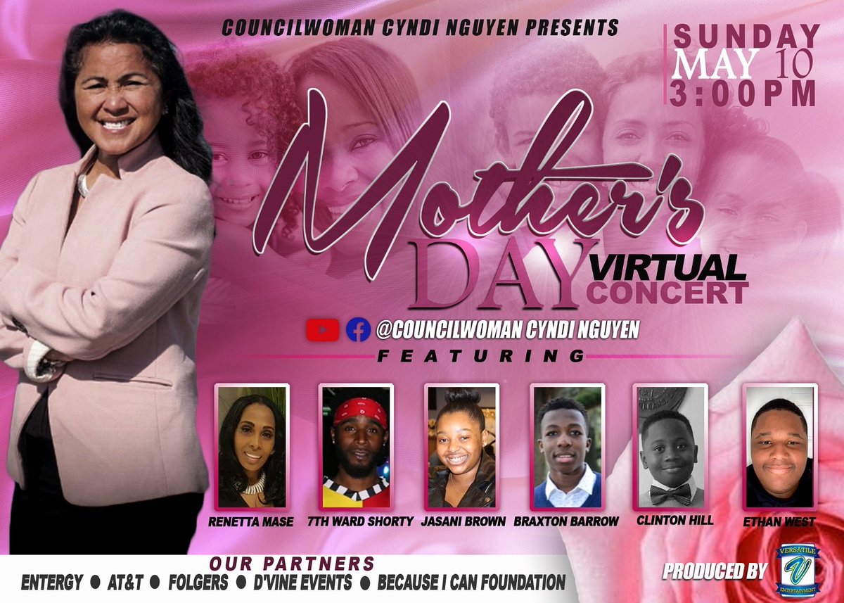 Vote4Cyndi's tweet photo. Please join me and host a Watch Party on Sunday, May 10 at 3PM - A Special Mother's Day Virtual Concert - a Stay at Home Family Entertainment!  #Believe365 #districtewherefamilycomesfirst @vote4cyndinguyen https://t.co/PHWqJHMADL