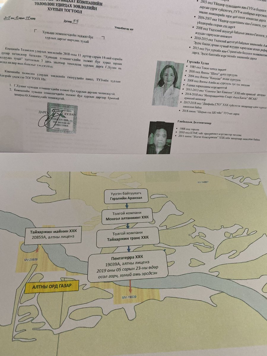 Ч.Чинбат хурандаа надаас 41 хуудас баримт авсан. Өчигдөр АТГ-ын ахлах мөрдөгч Жаргалбаатар Чинбатаас 30 хуудас баримтыг гаргуулж надад хүлээлгэж өгөв. 11 хуудас материал цох дутсан. Тэр нь алтны уурхайн бүдүүвч зураг, Генерал Д.Гэрэлийн охин Г.Хулангийн Шарын голын уурхайн баримт