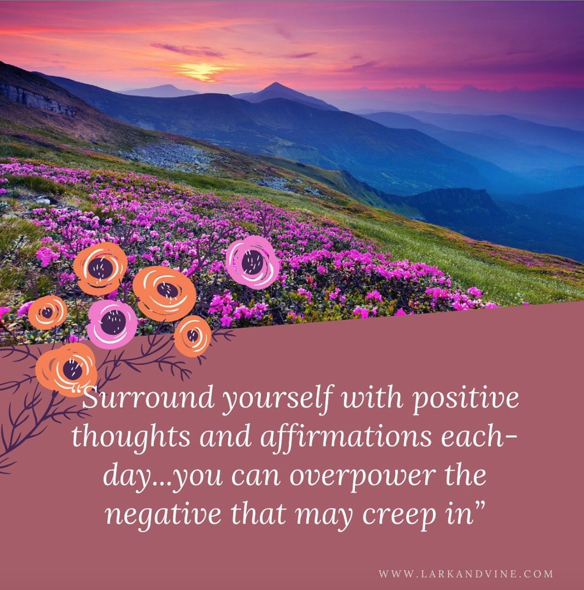LarkandVine's tweet photo. Surround yourself with positive thoughts and affirmations each day. You can overpower the negative, practice positivity! #middleagedwomen #midlifewomen #middleagewisdom #positivethoughts #empoweringthebestyou #bestyou #lifestylebrand #middleagelifestyleblogger https://t.co/bCUQJvnU3x