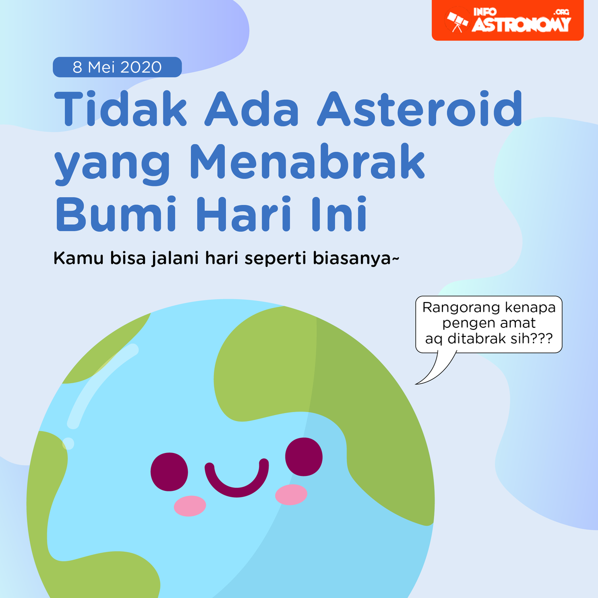 infoAstronomy's tweet photo. Nggak ada asteroid yang akan menabrak Bumi hari ini, 8 Mei 2020.

- Sebuah utas - https://t.co/XP5KuuPRcL