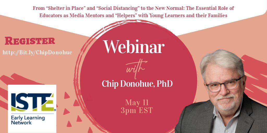 ELN_ISTE's tweet photo. Join the @iste Early Learning Network with guest host Chip Donohue, PhD
📆 Monday 5/11
⏰ 3PM EST
🔗 https://t.co/v61rnC28dx 
 #earlyed #ece #prek #preschool  #Kindergarten #earlylearning #earlyedchat #ecechat #eymatters #remotelearning #EYshare #EYtalking #TeamEarlyChildhood https://t.co/OKNN2i09kS