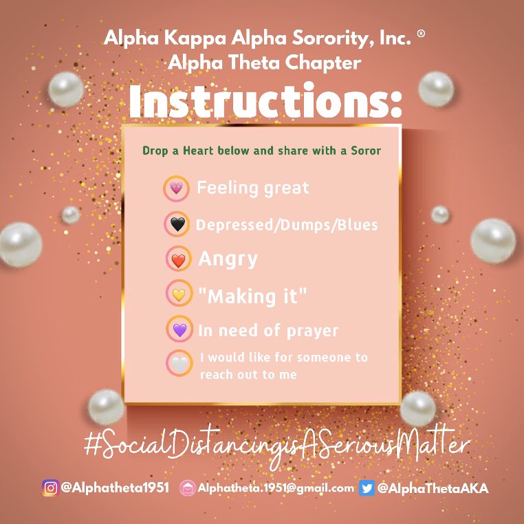 AlphaThetaAKA's tweet photo. What are you doing to be mindful this week? #AKAStayingHomeFor #SocialDistancingIsASeriousMatter #AKAMIND
#KeepingupwithAlphaTheta #Gramfam https://t.co/ZKCriTKjGl