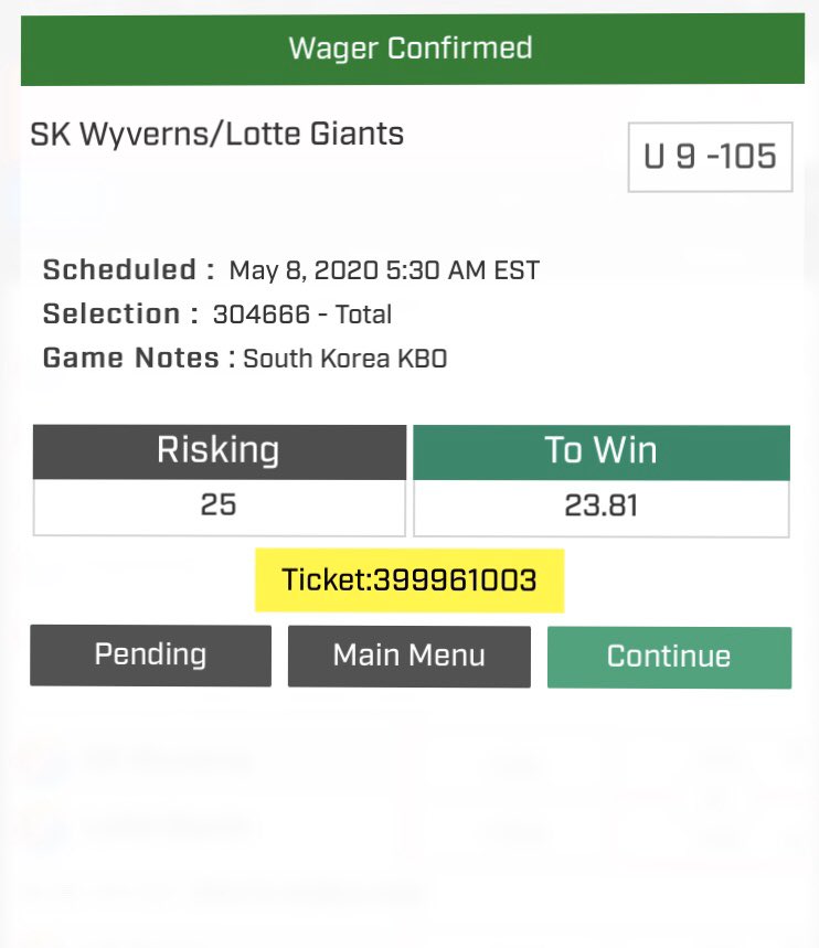 DeutzmanC's tweet photo. Son Ah-Seop does us right and the Giants take it 7-3. He’ll put the bat down for tomorrow morning’s clash between the Giants and Wyverns and it will stay under 9. 0.5 U -105 #DeutzCap https://t.co/9Q5rlkuiGa