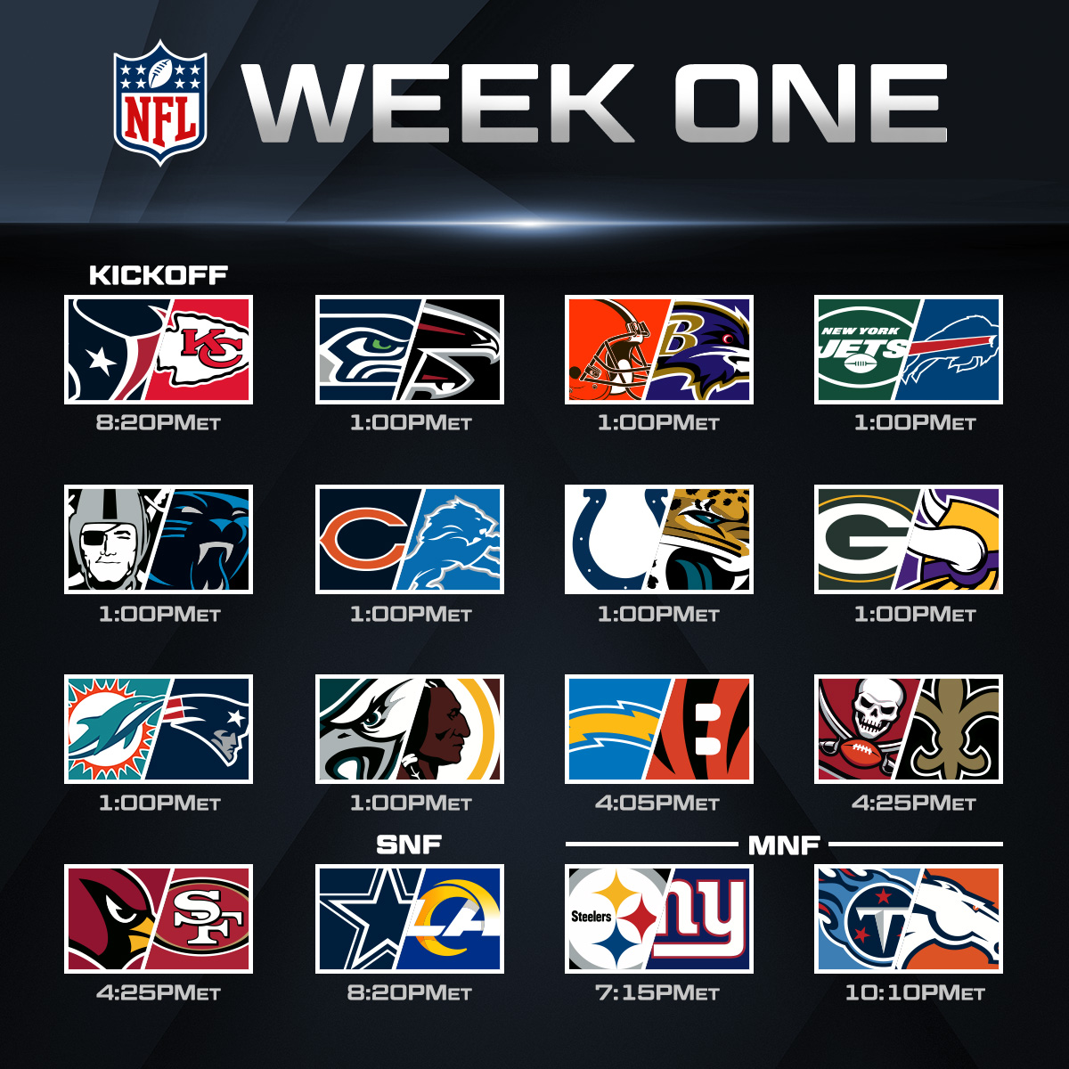 Nfl, Nfl week 1, Nfl matchups