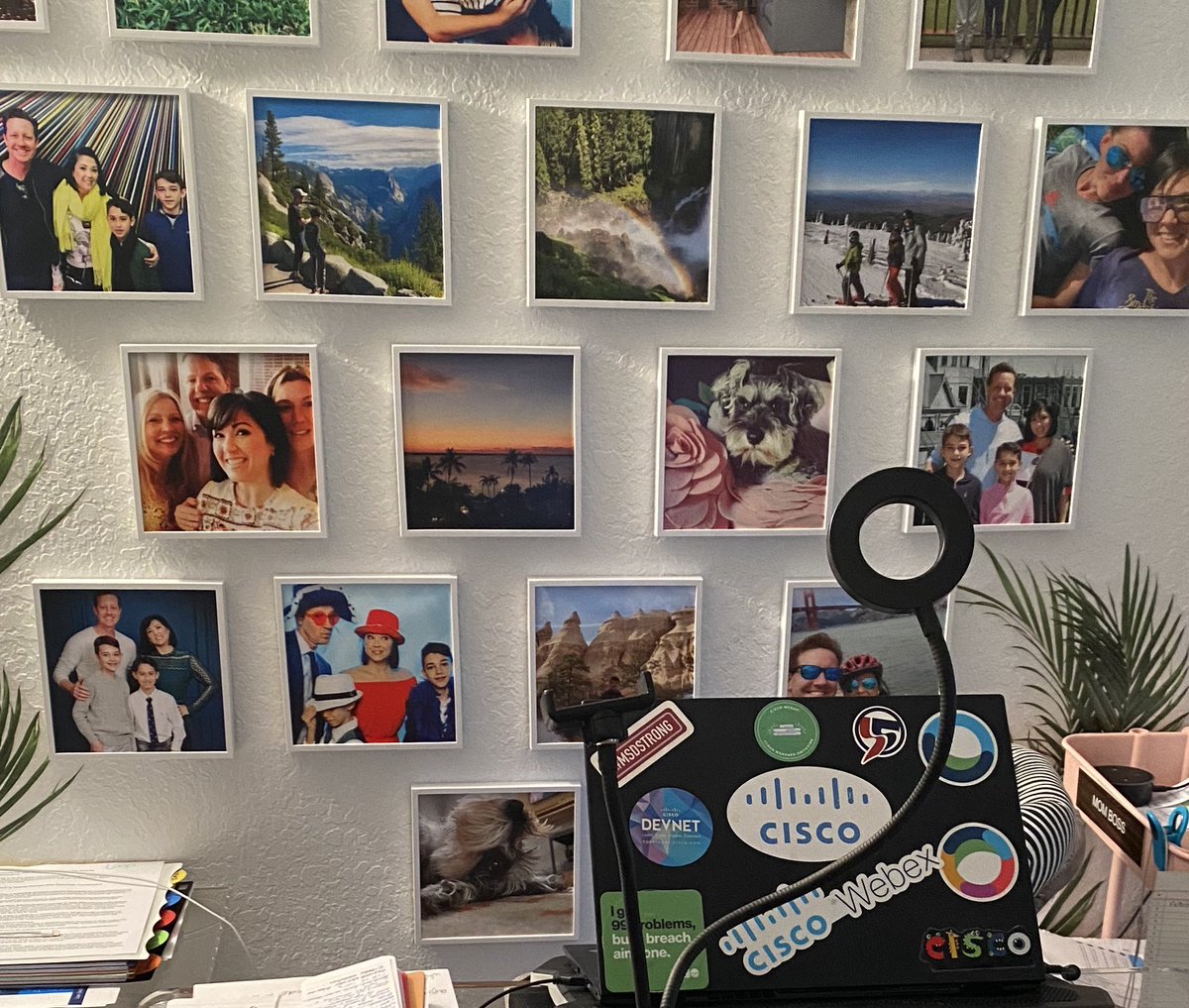 timandnicoleivy's tweet photo. No more #boringbackground Thanks @mixtiles ❤️ my Jazzed up @Webex #meetings 🤓 #WFH #wearecisco #workflare #dontbeboring #humanconnection #LoveWhereYouWork https://t.co/BUQr4E9O91