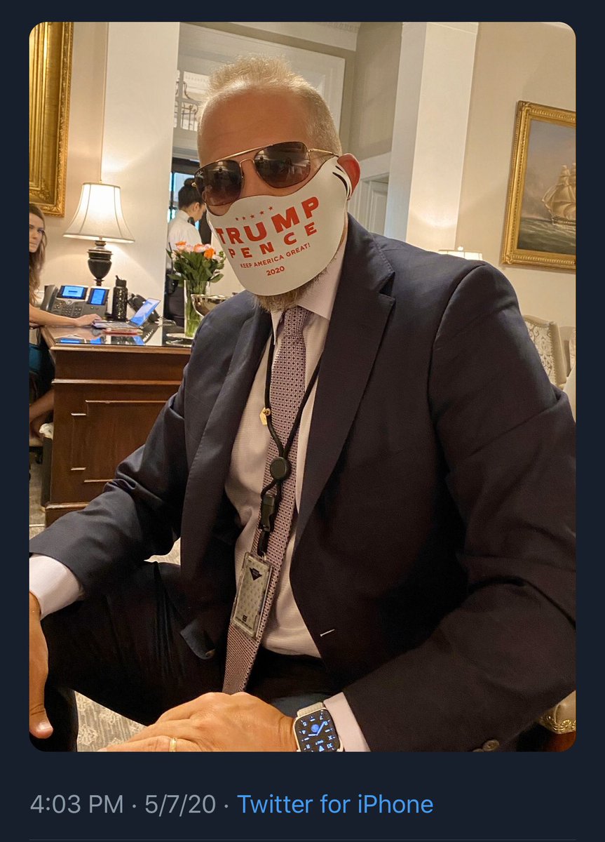 LincolnsBible's tweet photo. Blaze Parscale - donald’s third-rate Logan Paul, modeling his latest beer cozy face mask merch. 
Get it all, kiddo. Grab every cent on the way out the burning house. Good on ya. https://t.co/CyPenYdMSn